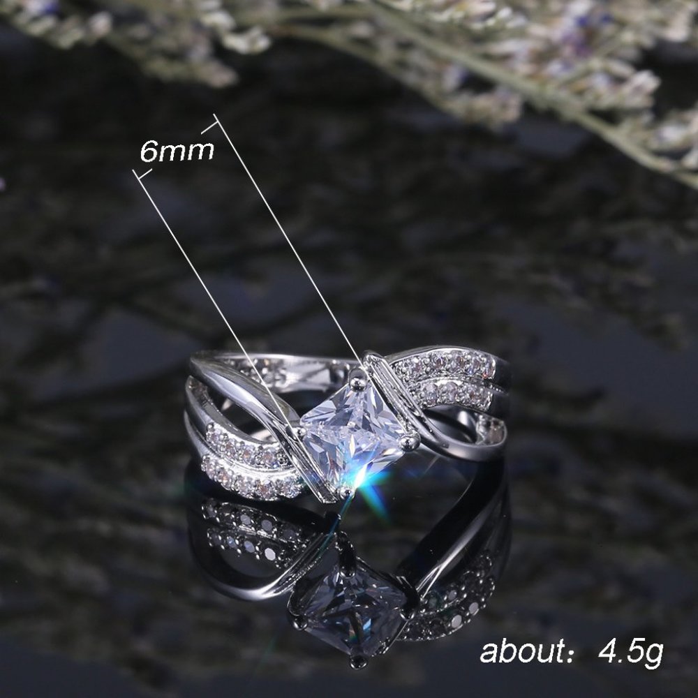 NEW 925 Silver Princess Cut Diamond Wave Ring - Picture 8 of 8